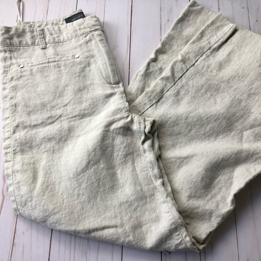 100% Pure Linen Flare Pants Flax Color